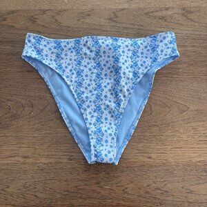 Hollister Blue Floral LARGE Women's Textured Fabric Bikini Swim Bottom NWT E